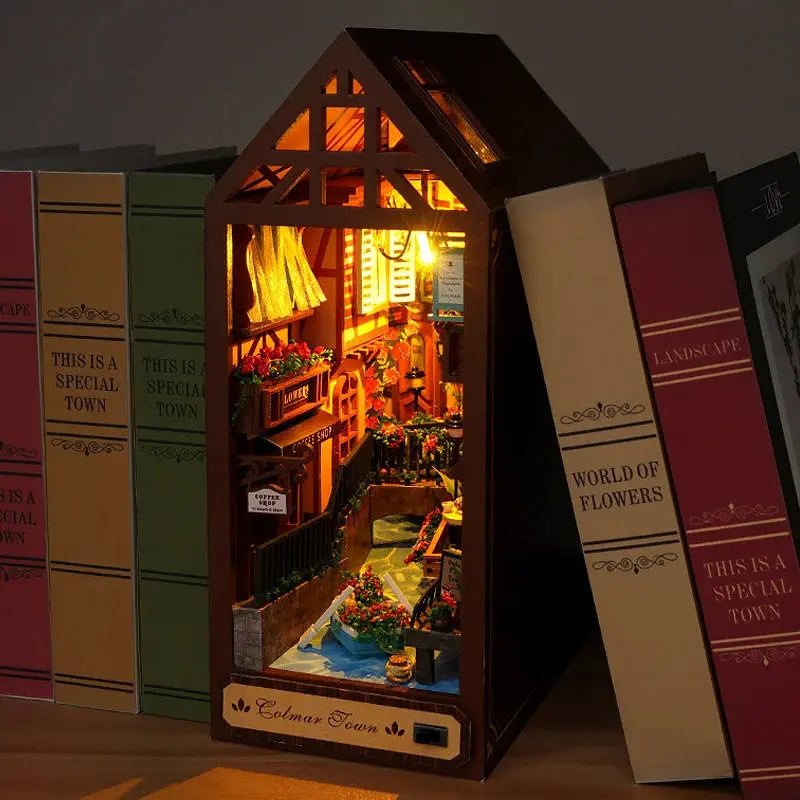 Wooden Doll House Bookshelf With Light - Model to assemble