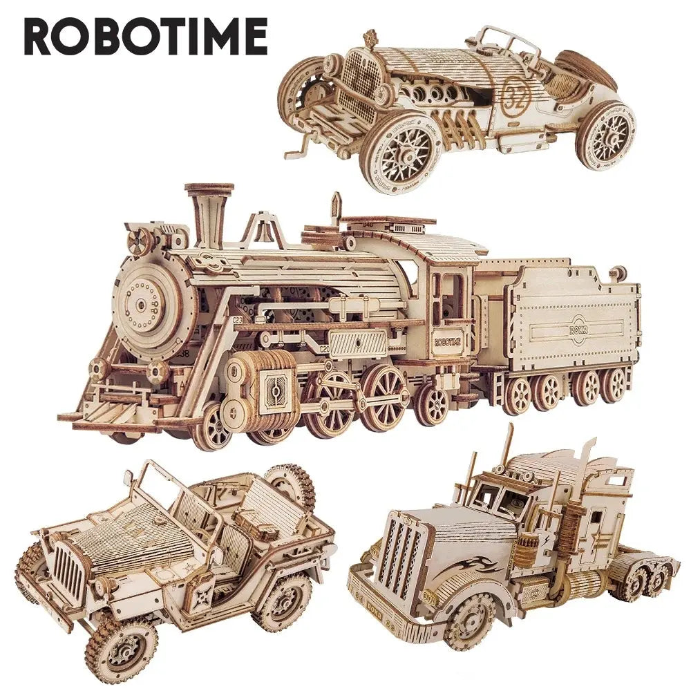 Movable Steam Train, Car, Jeep, Truck Model to assemble