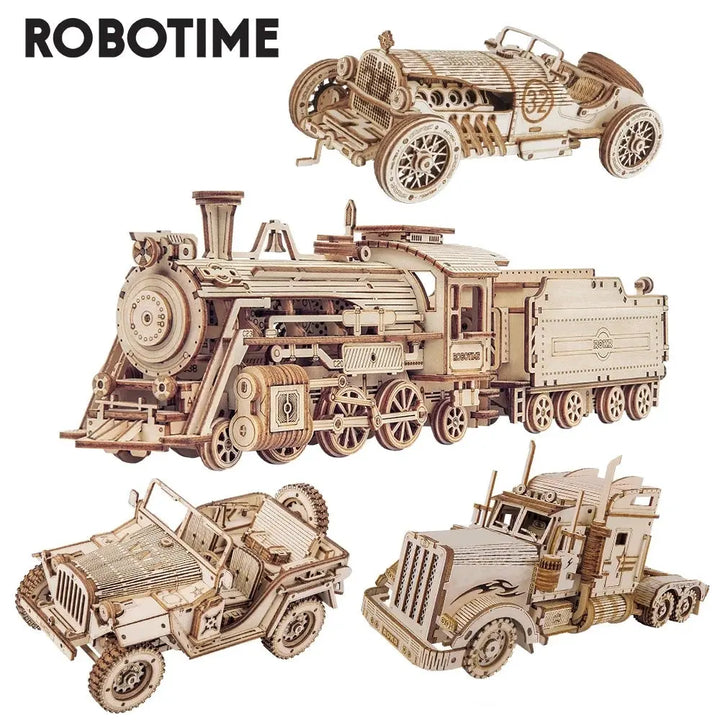 Movable Steam Train, Car, Jeep, Truck Model to assemble