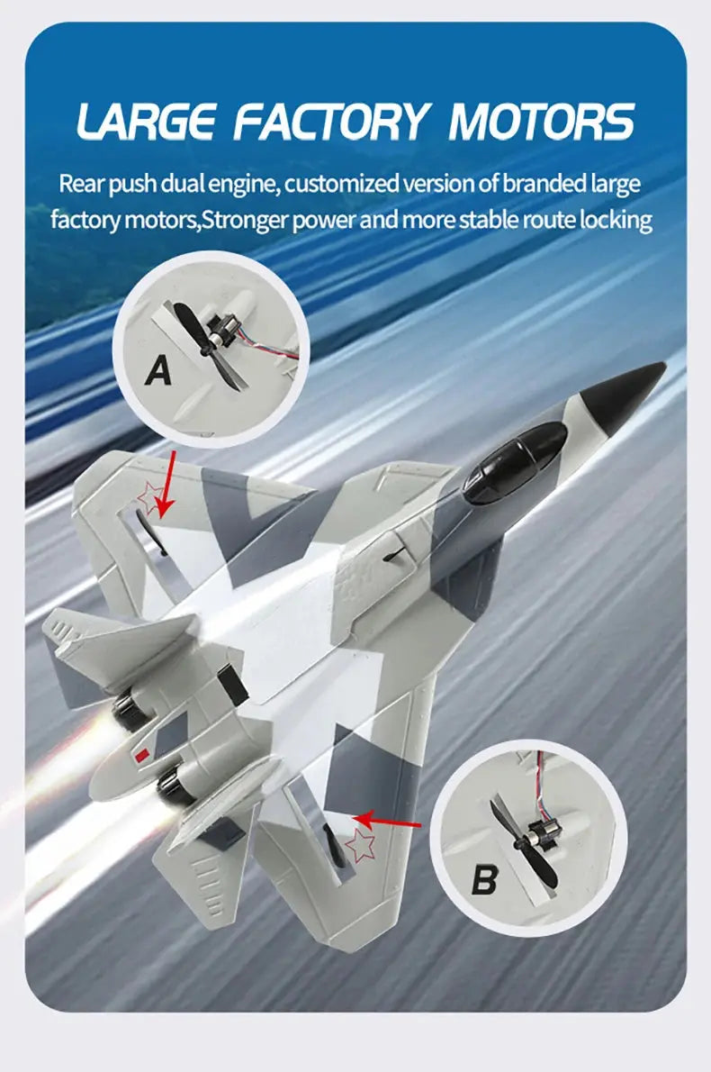 SU-35 RC Fighter Jet Foam Glider – 2.4G Remote Control Fixed Wing Airplane for Kids & Hobbyists - Model to assemble