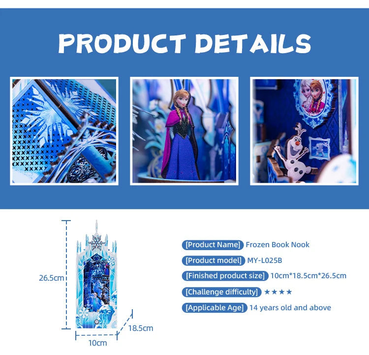MU Frozen Bookend 3D Metal Puzzle DIY Assembly Kit, Brain Teaser, Office Decor, Birthday Christmas Halloween Gift, Collectible Model to assemble