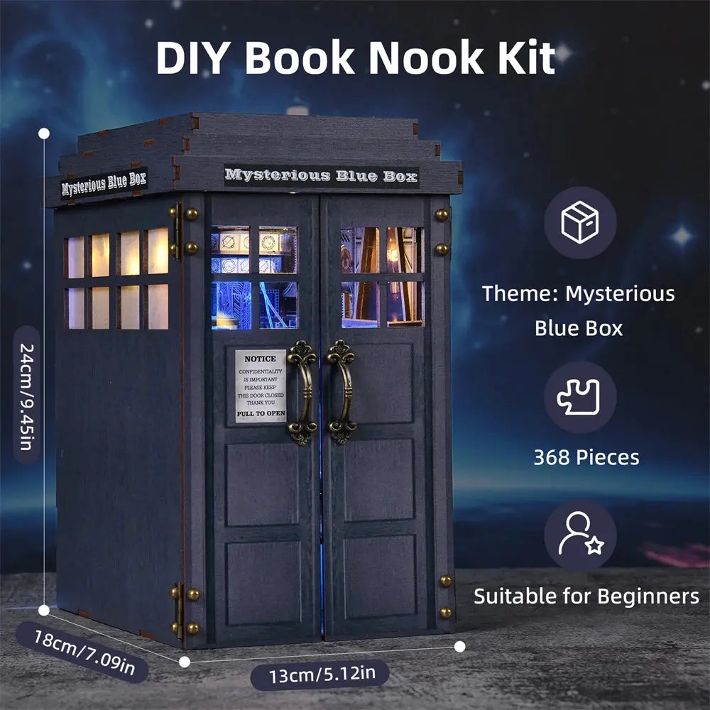 Mysterious Blue Box Bookend - Model to assemble