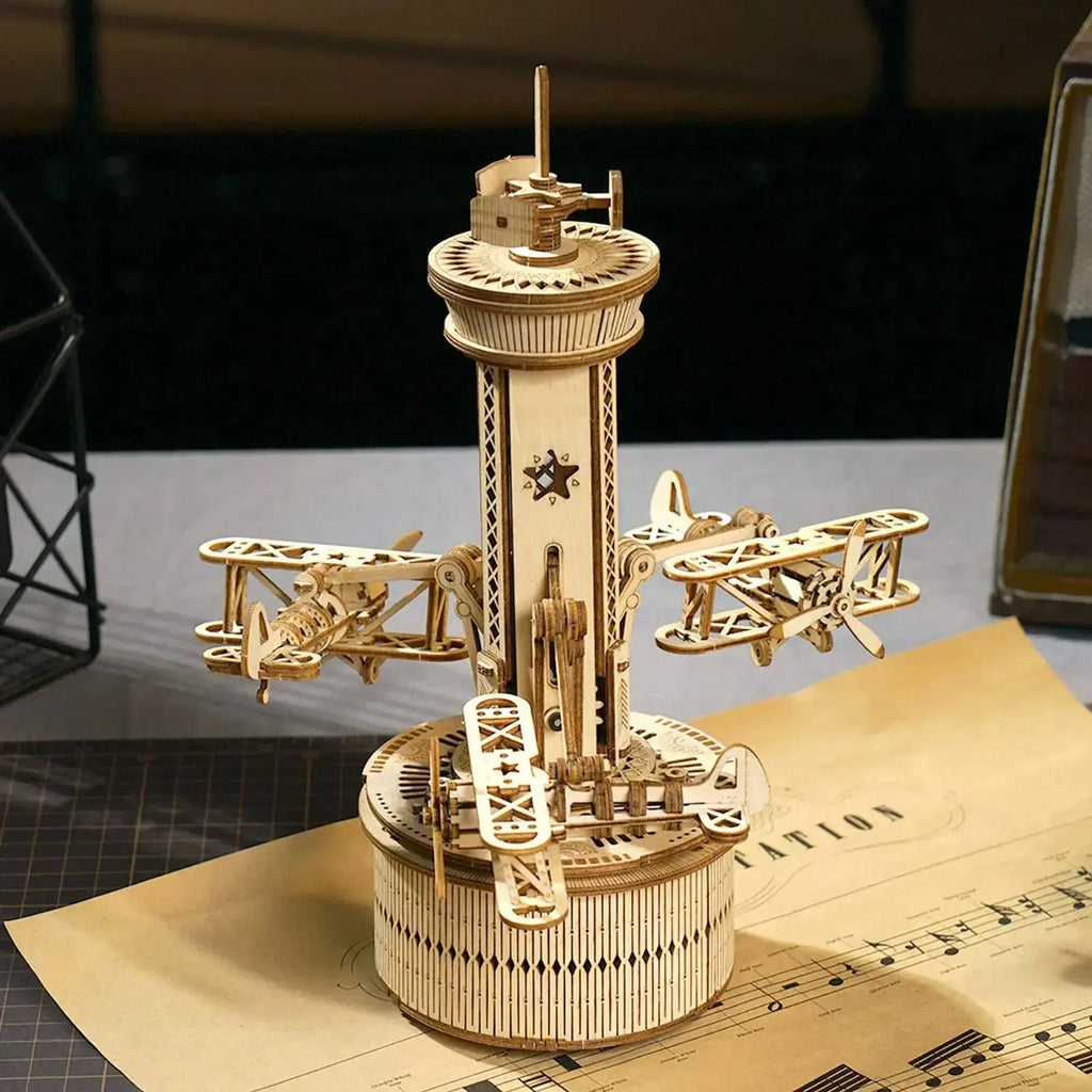 Airplane Control Tower Musical Box Model Kit to Build - Model to assemble