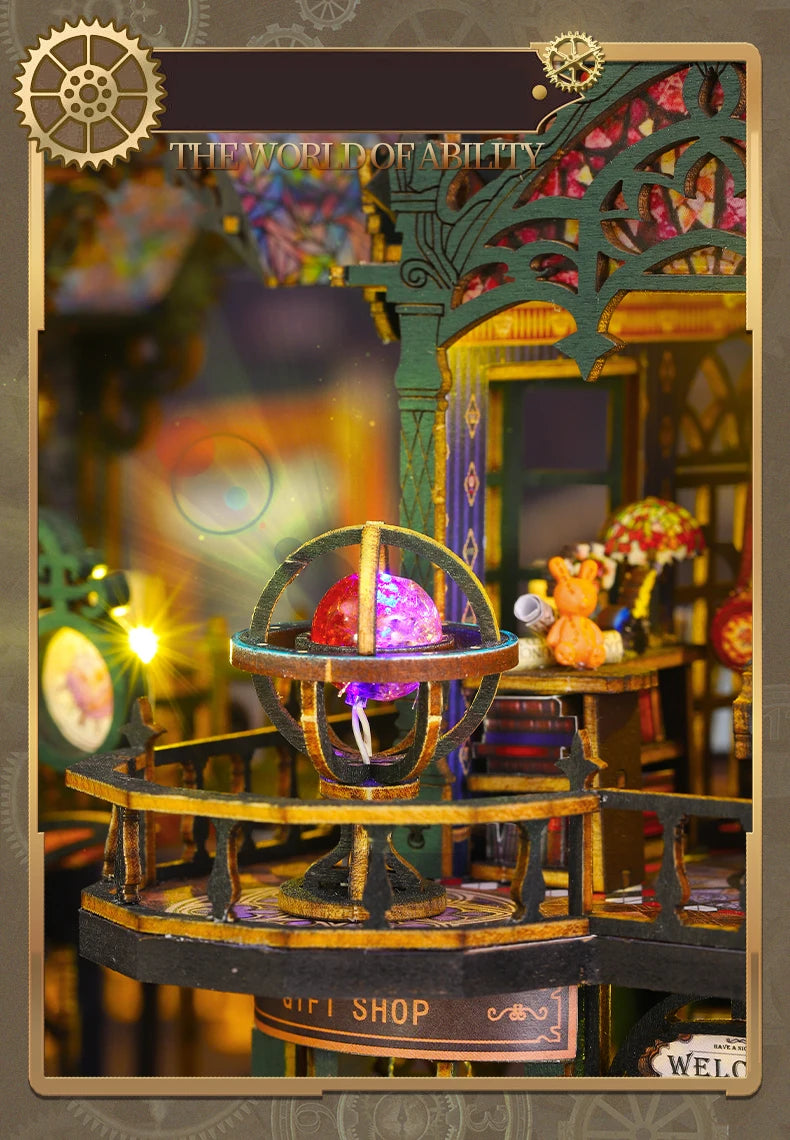 Rail-track Secluded City Figurines Miniatures Bookend Assembled Houses - Model to assemble