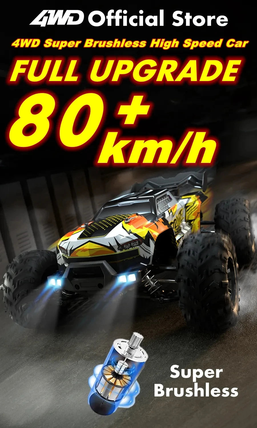 4WD Remote Control Car Off Road 4x4 RC High Speed Buggy Truck Super Brushless 50 or 80KM/H Fast Drift Racing Toy Kids Adults Model to assemble
