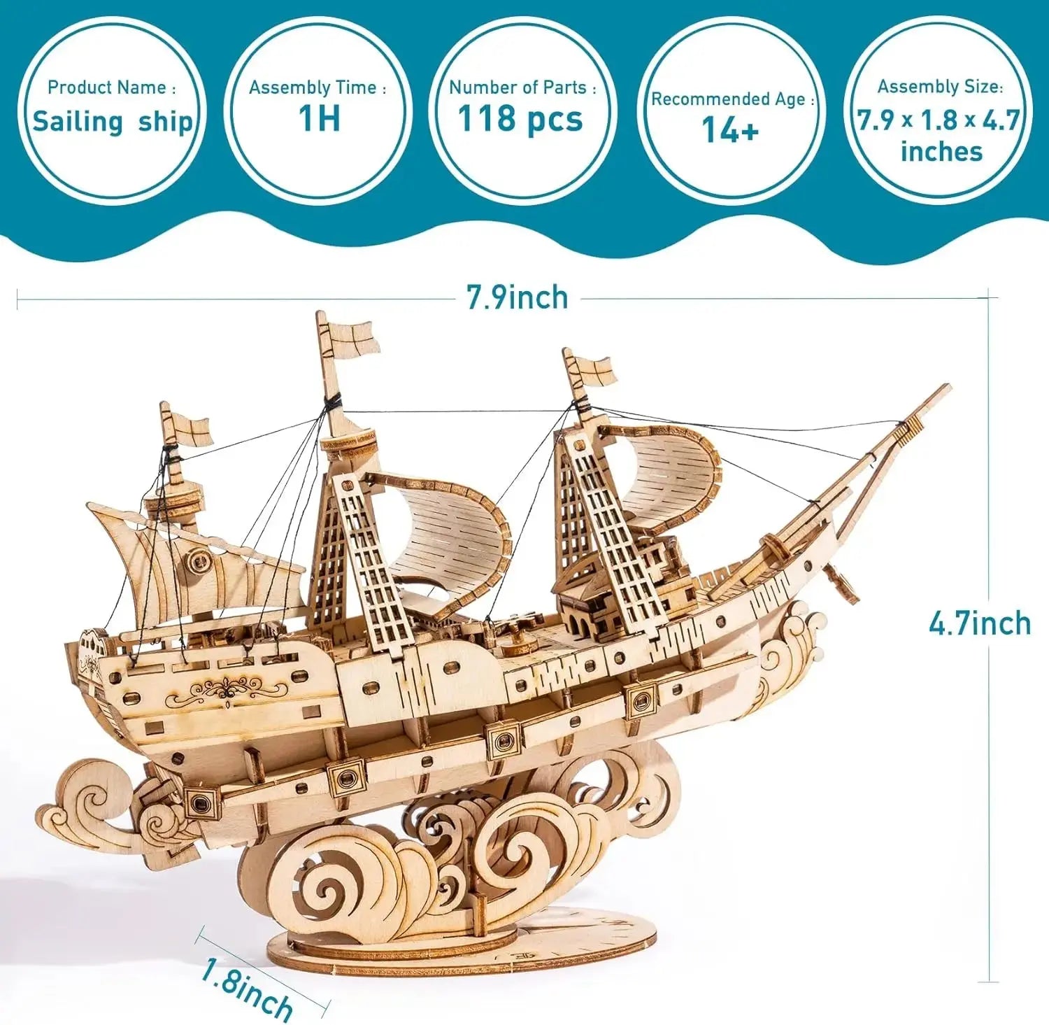 Vintage Wooden Watercraft Model Kit - Model to assemble