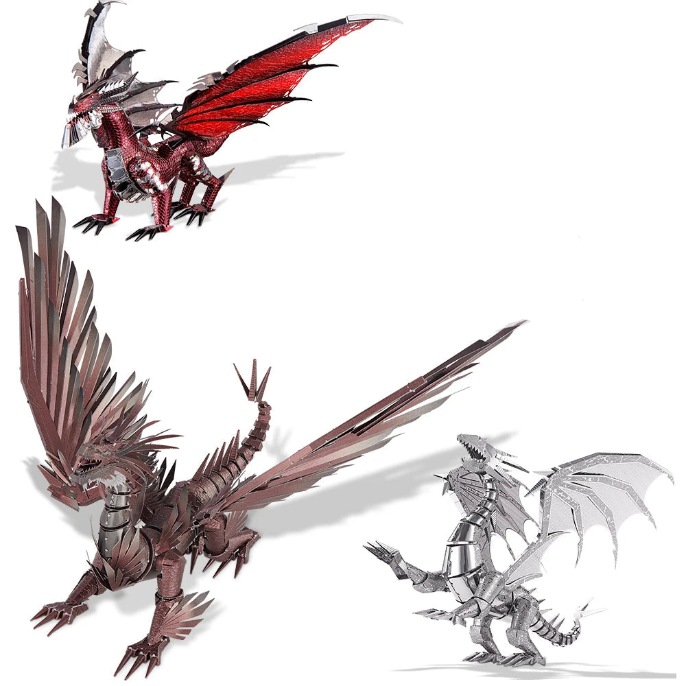 Piececool 3D Metal Puzzles Dragon Series DIY Model Building Kits Brain Teaser Jigsaw Set Great Birthday Christmas Gifts 5 colors Model to assemble