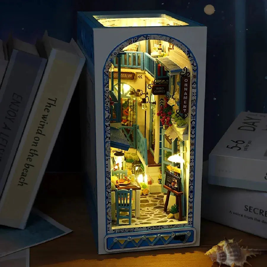 Wooden Doll House Bookshelf With Light - Model to assemble