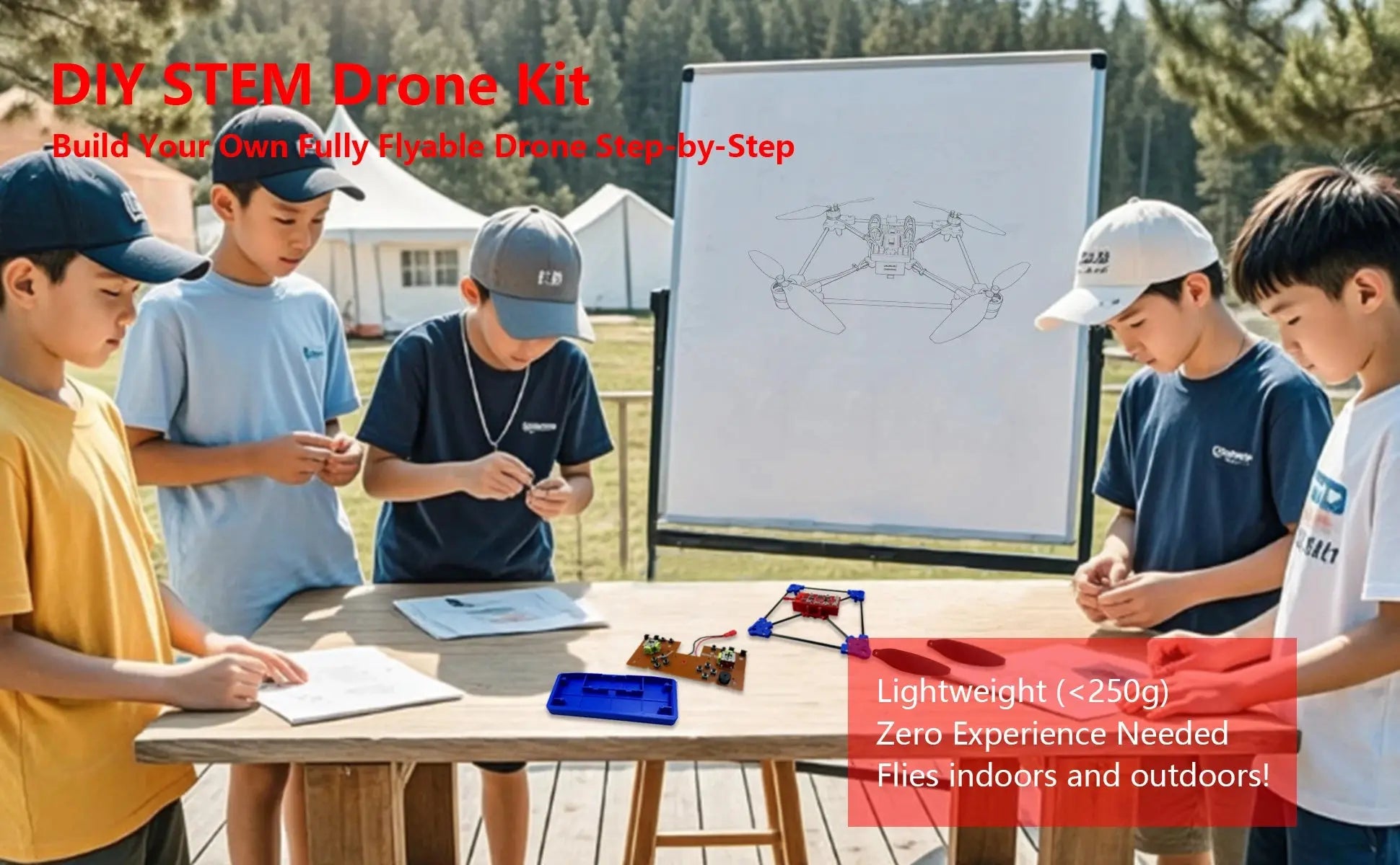DIY Drone Quadcopter Kit – Brushless Motor & Optical Flow Hover | STEM RC Project for Beginners & Hobbyists - Model to assemble