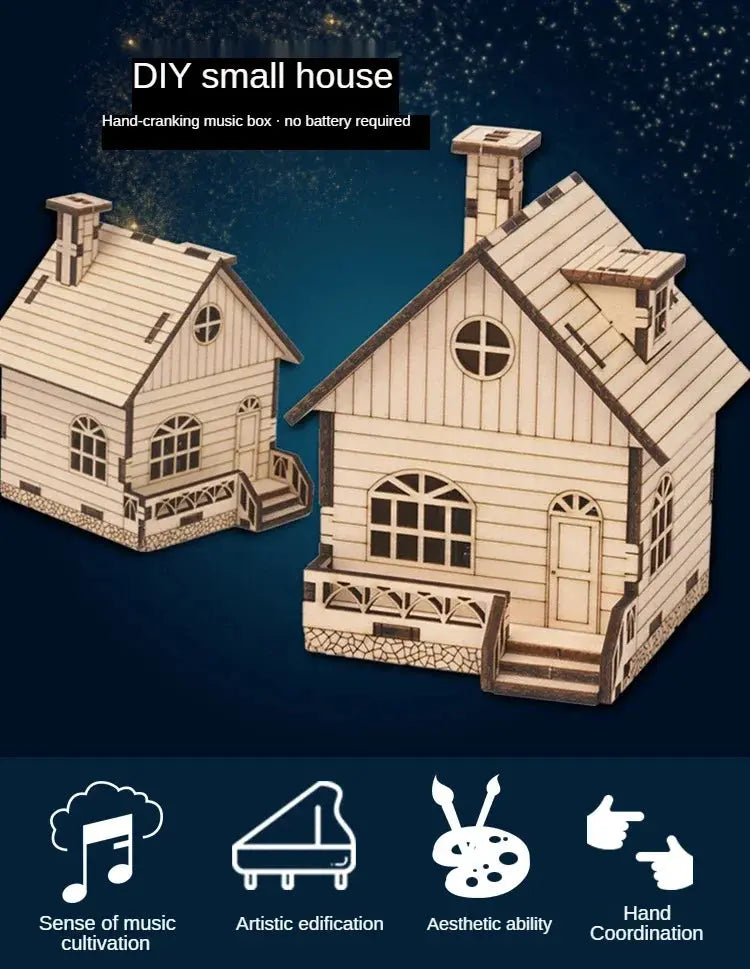 Wooden House Music Box Model Kit - Model to assemble