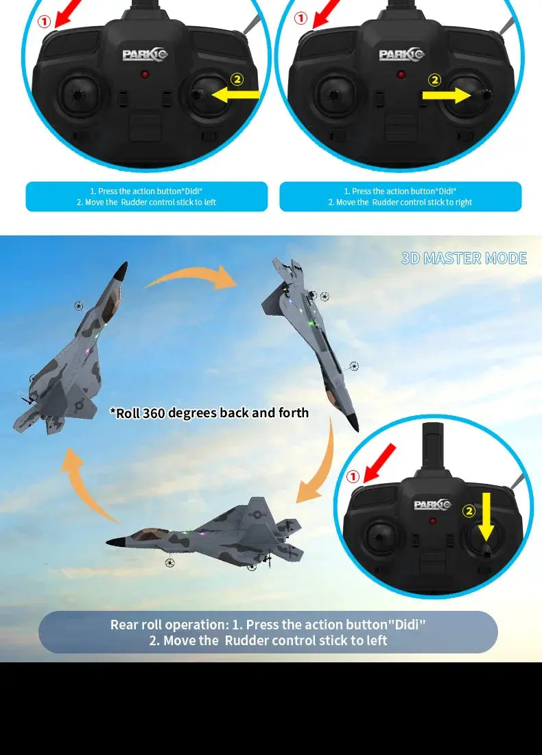 F22S Raptor RC Airplane – 4CH 2.4GHz Remote Control Fighter Jet with 3D/6G Gyroscope, LED Lights & Easy Flight Control Model to assemble