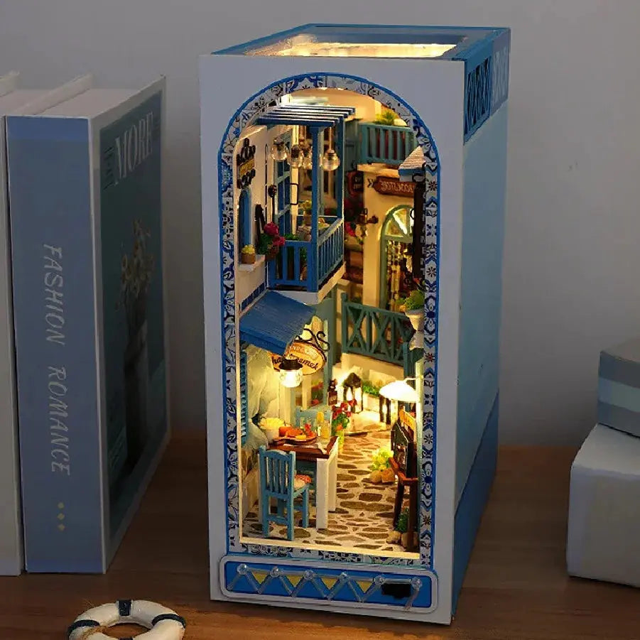 Wooden Doll House Bookshelf With Light - Model to assemble