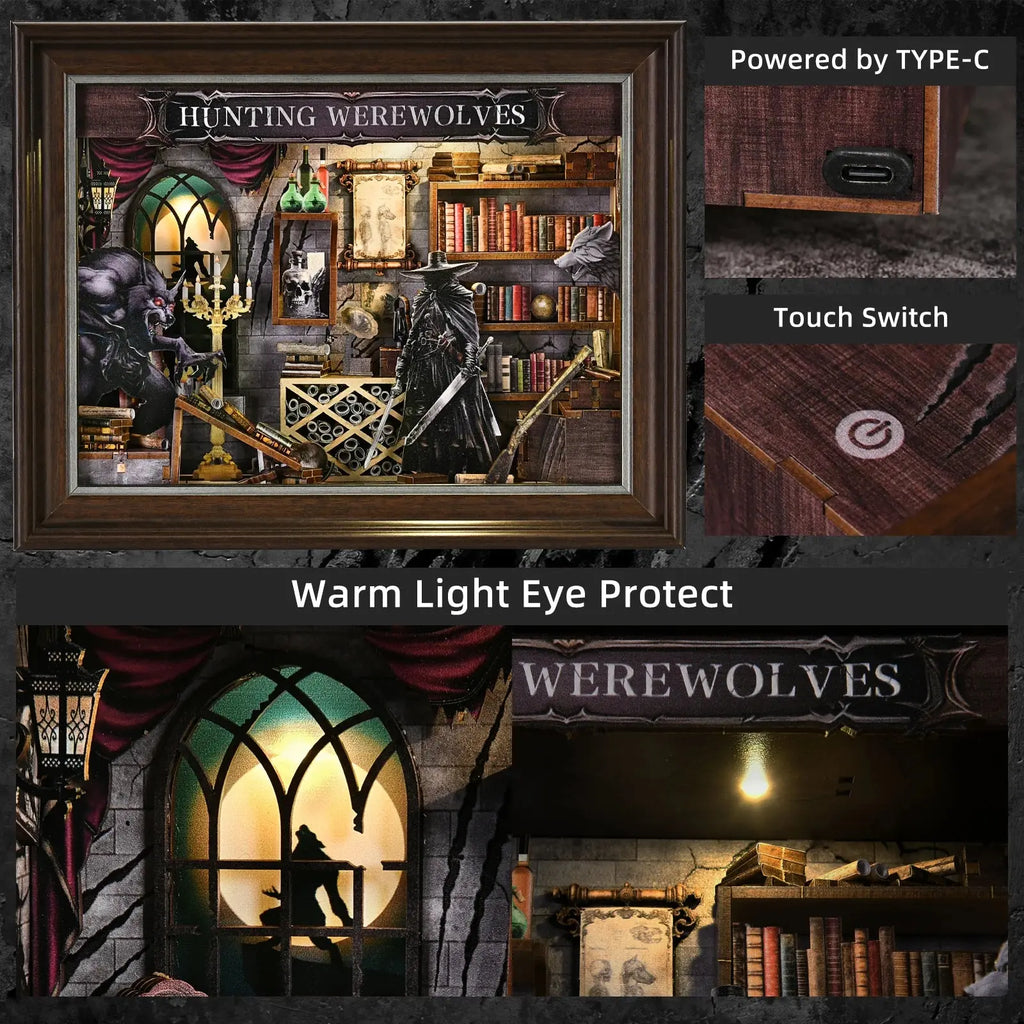 Werewolf Hunting Dollhouse with Light - Model to assemble