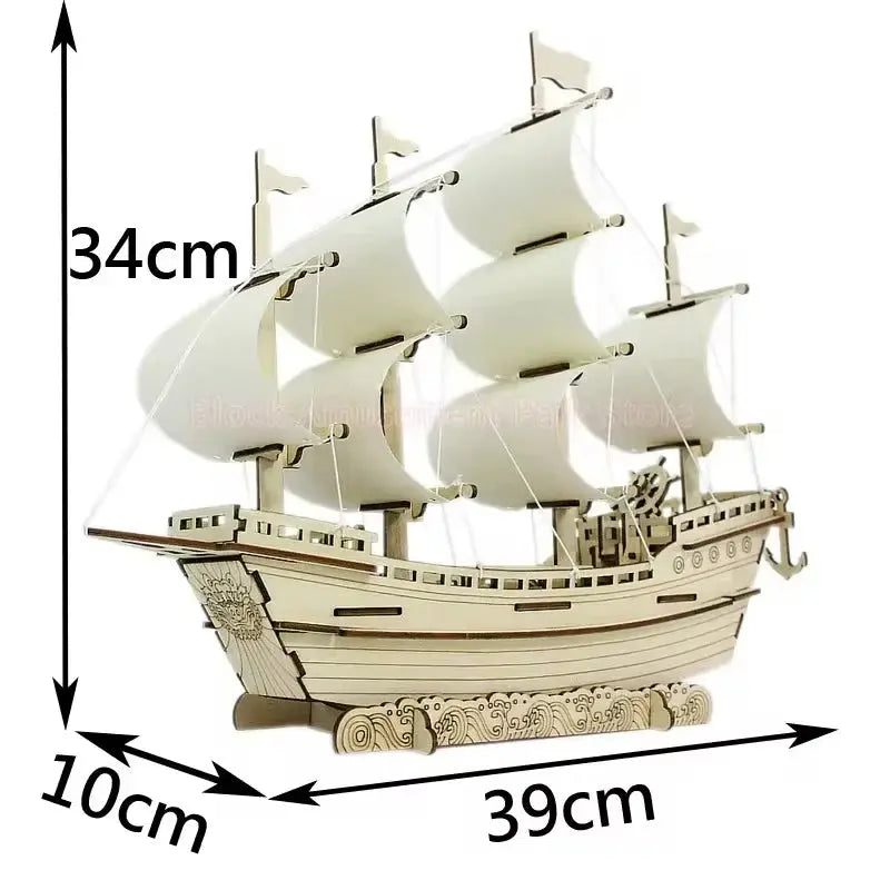Sailboat Wooden 3D Puzzle Assembly - Model to assemble