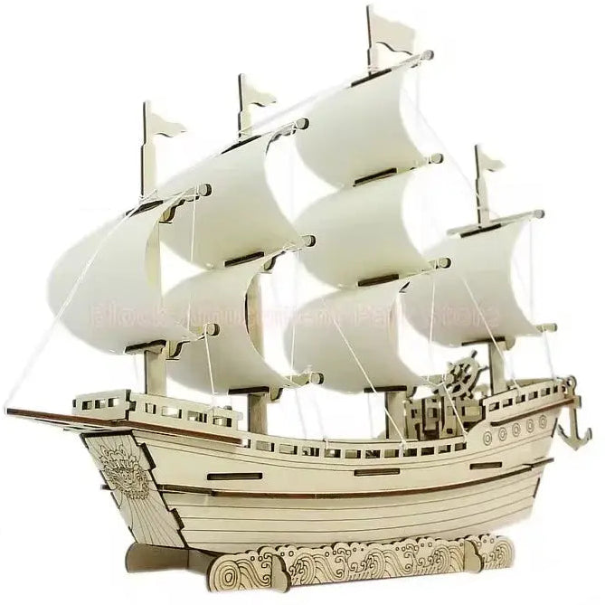 Sailboat Wooden 3D Puzzle Assembly Model to assemble