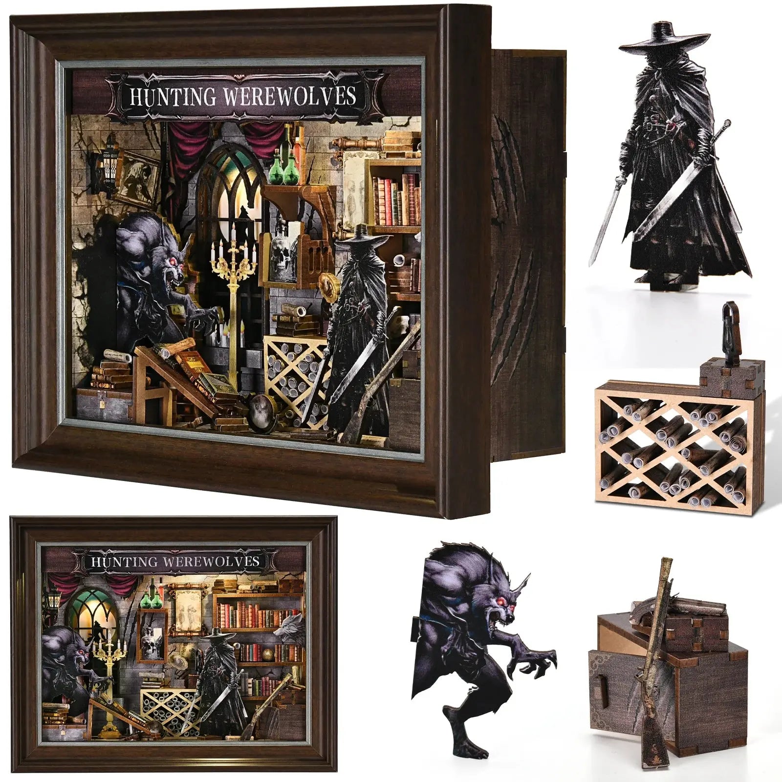 Werewolf Hunting Dollhouse with Light - Model to assemble