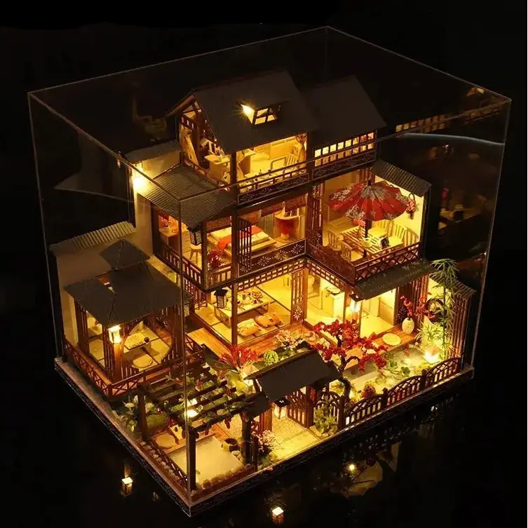 Japanese Dollhouse With Furniture Lights - Model to assemble