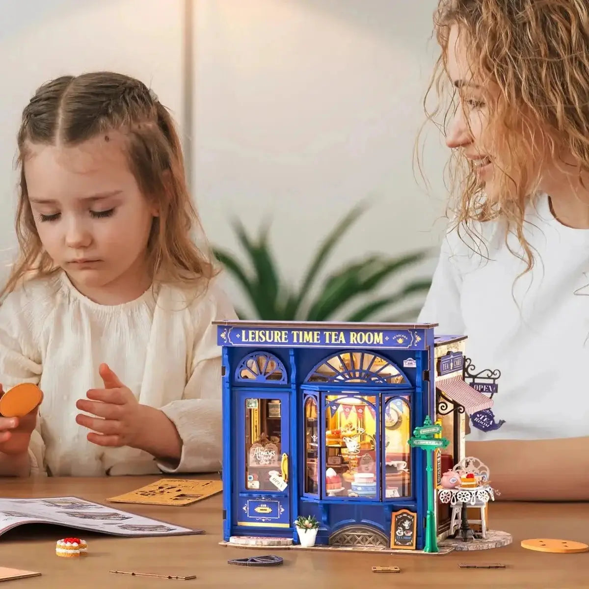 Leisure Time Tea Room DIY Miniature House Kit with LED Light
