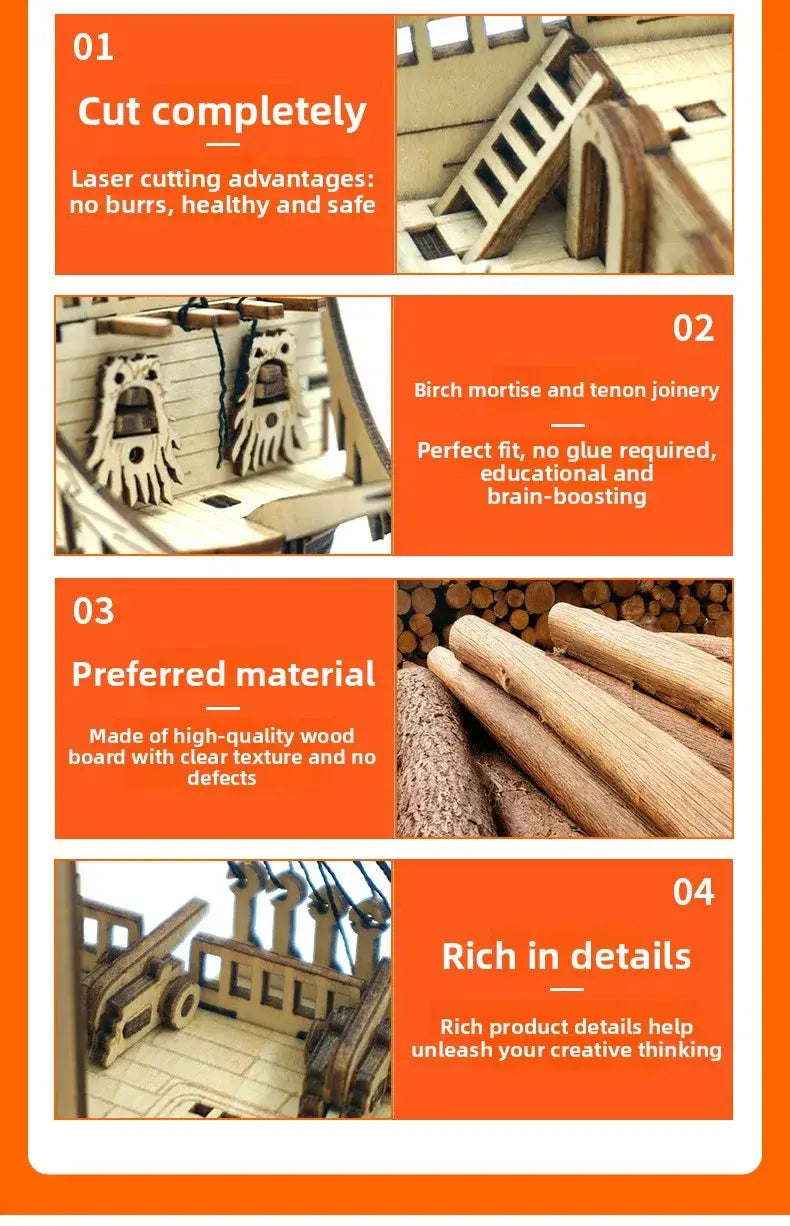 Wooden 3D Puzzle Ship Model Building Kit - Model to assemble