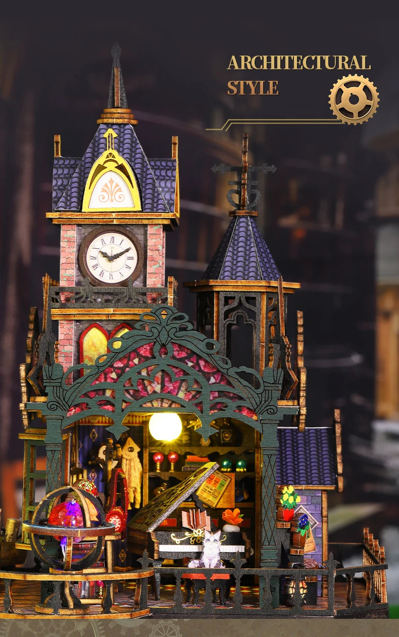 Rail-track Secluded City Figurines Miniatures Bookend Assembled Houses - Model to assemble