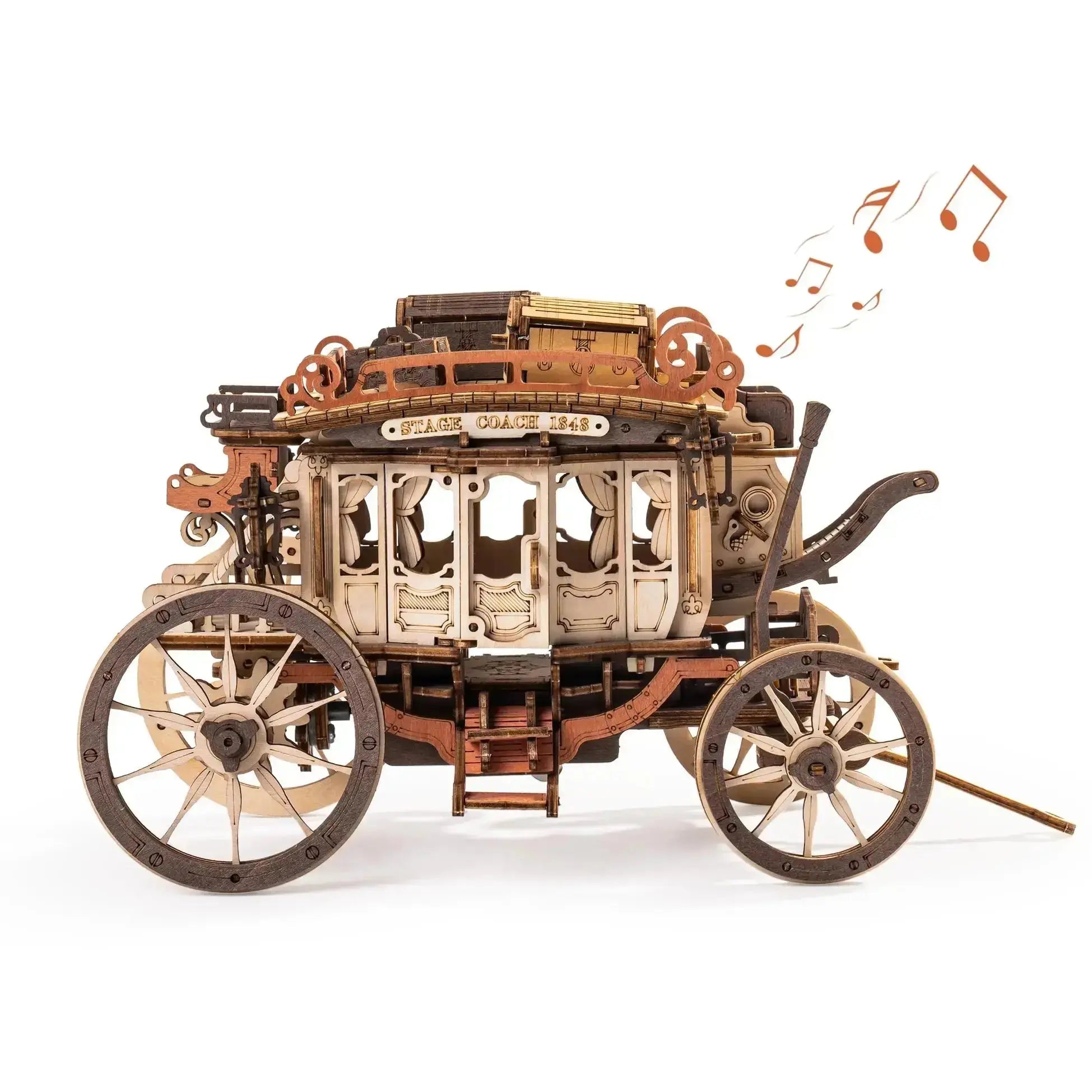 Wooden Stagecoach Music Box Model Kit - Model to assemble