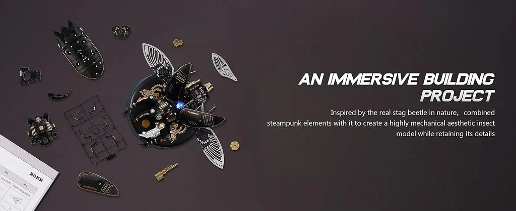 Robotime Rokr Stag Beetle Metal 3D Puzzles Games Punk Style Gift for Birthday Easy Assembly Mechanical Design DIY Toys - MI03 Model to assemble