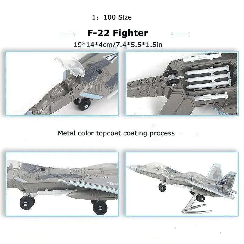 F-22 Raptor Fighter Jet Model Kit 1:100 Scale – Quick Build Plastic Military Aircraft - Model to assemble