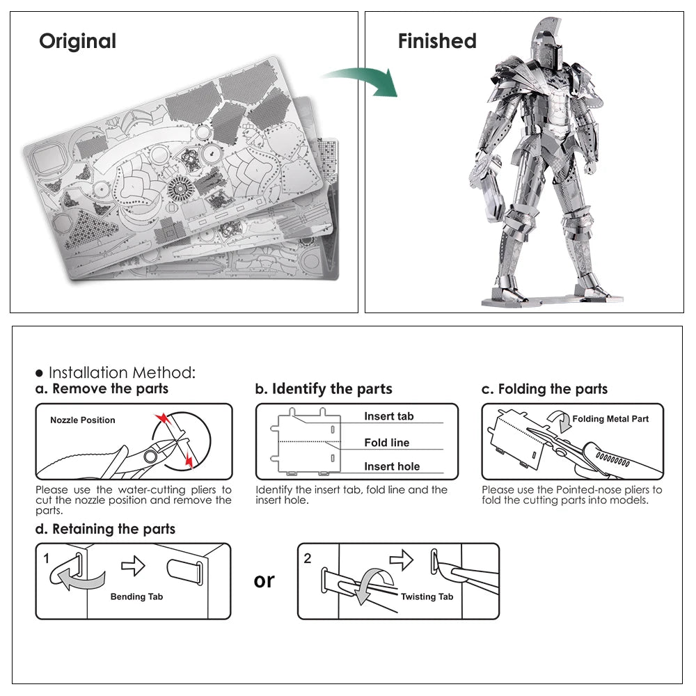 Piececool 3D Metal Puzzle Black Knight DIY Model Kits for Teens Assembly Toy Jigsaw Birthday Valentine's Day Gifts Model to assemble