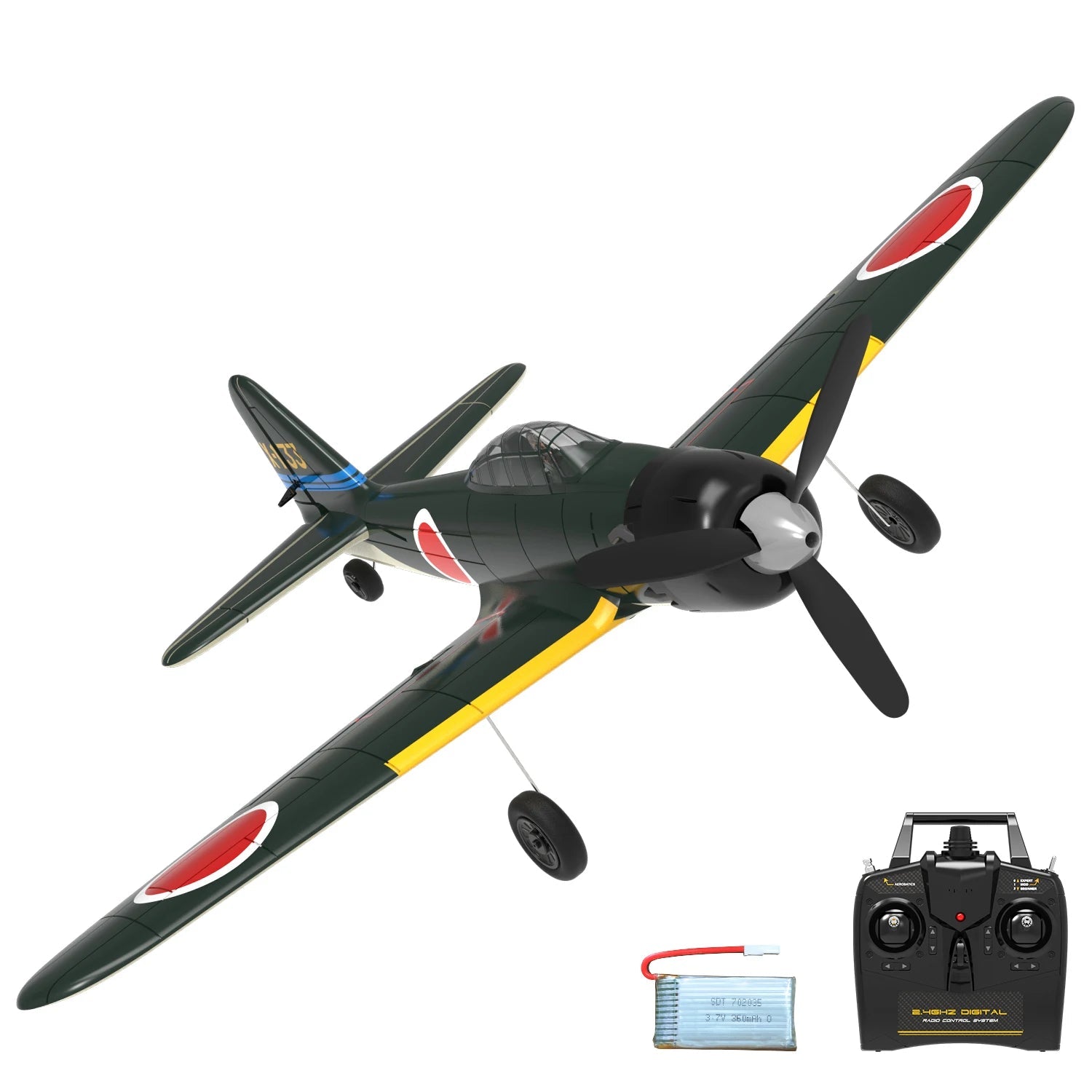 Volantex New Spitfire RC Plane EPP 400mm Wingspan RC Fighter One Key Aerobatic 2.4G 4CH RTF Warbird Plane Model to assemble