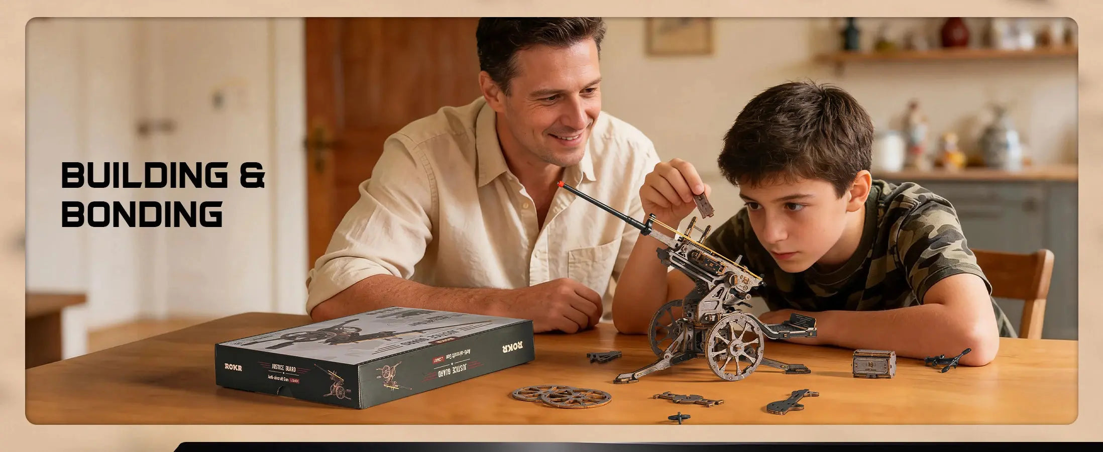 Anti-Aircraft Gun 3D Wooden Puzzle - Model to assemble