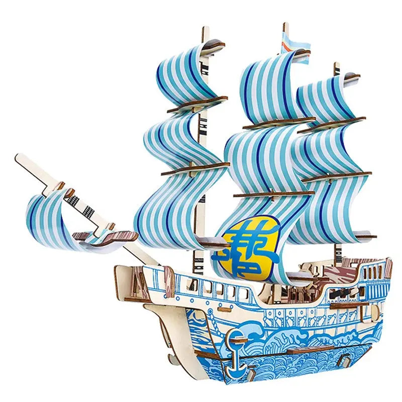 Asian Sailing Boat Ship Model Wood Jigsaw DIY Assembly Kits - Model to assemble