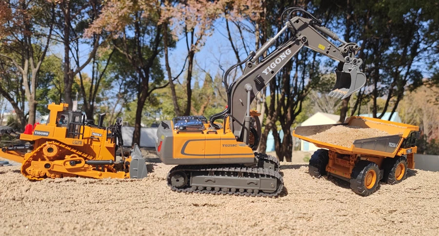4WD Remote Control Excavator Toy Radio Controlled RC Dump Truck Vehicle Crawler Bulldozer Construction Car Gifts for Kids Boys Model to assemble