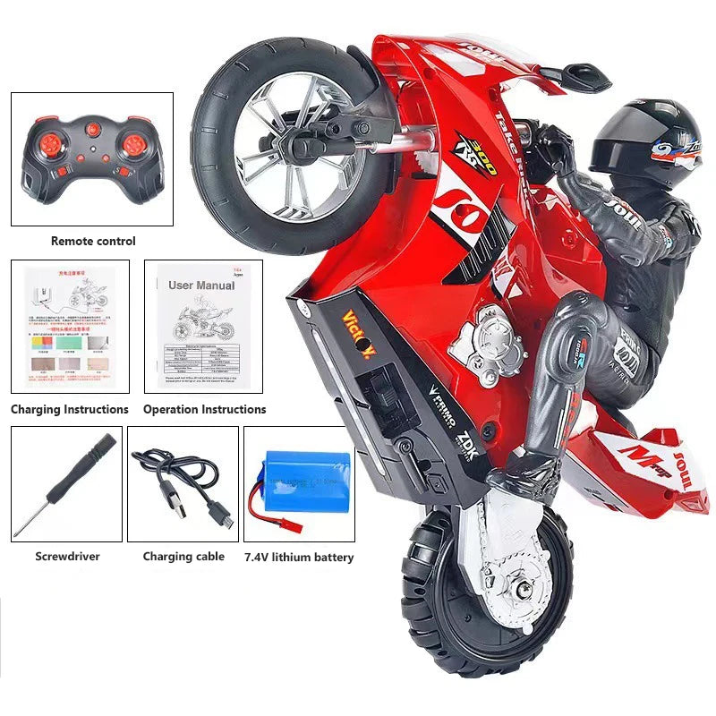 RC Motorcycle Self-Balancing 6 Axis of Gyroscope Stunt Racing Motorcycle Plastic RTR High Speed Off-Road Model Kid Toys For Boy Model to assemble