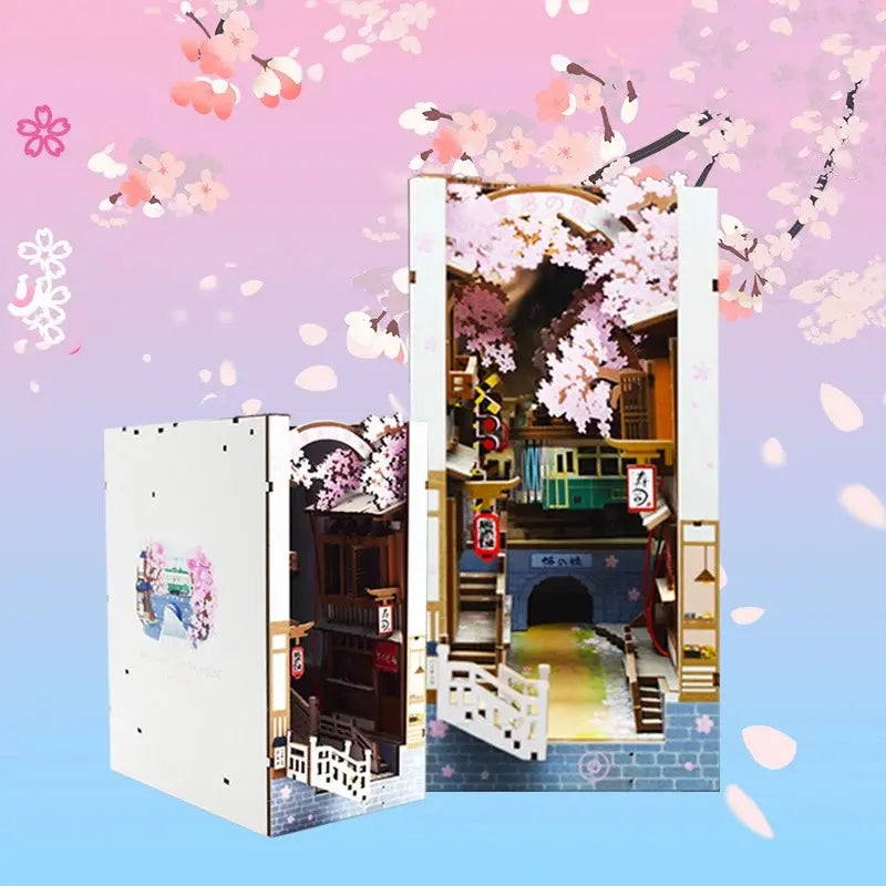 Cherry Blossom Bookends Japanese DollHouse - Model to assemble