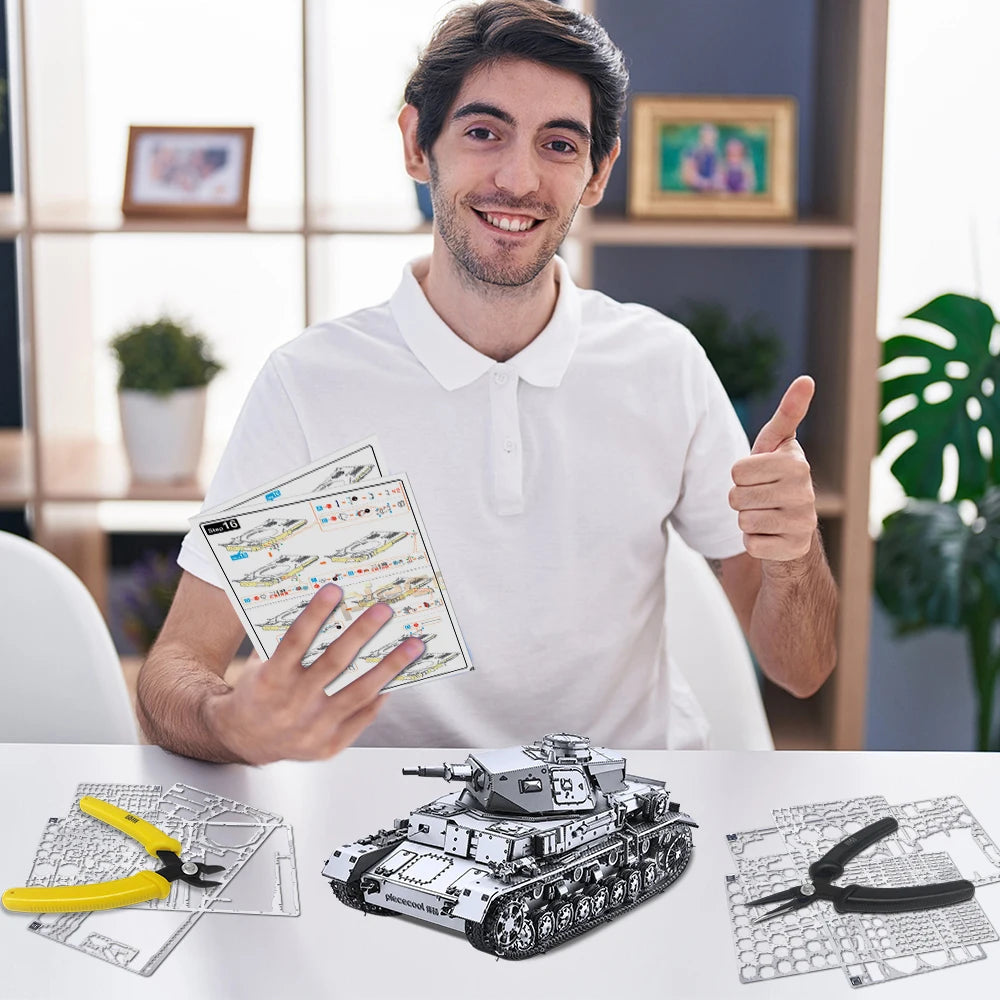 Piececool 3D Metal Puzzle T-34/76 Medium Tank Diy Jigsaw Toy for Adult Brain Teaser Assembly Model for Collection Model to assemble
