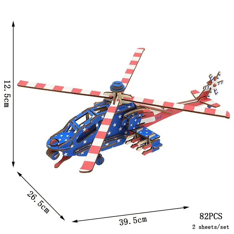 DIY Wooden 3D Fighter Jet Puzzle Model Kit – Handmade Airplane Assembly Toy for Kids - Model to assemble