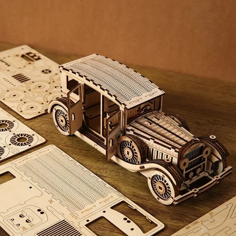 Vintage Classic Car 3D Wooden Puzzle – DIY Retro Vehicle Model Building Kit Model to assemble
