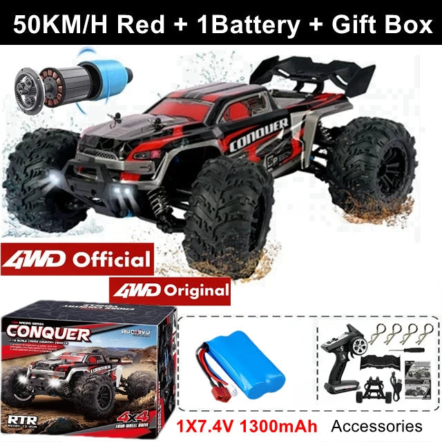 4WD Remote Control Car Off Road 4x4 RC High Speed Buggy Truck Super Brushless 50 or 80KM/H Fast Drift Racing Toy Kids Adults Model to assemble