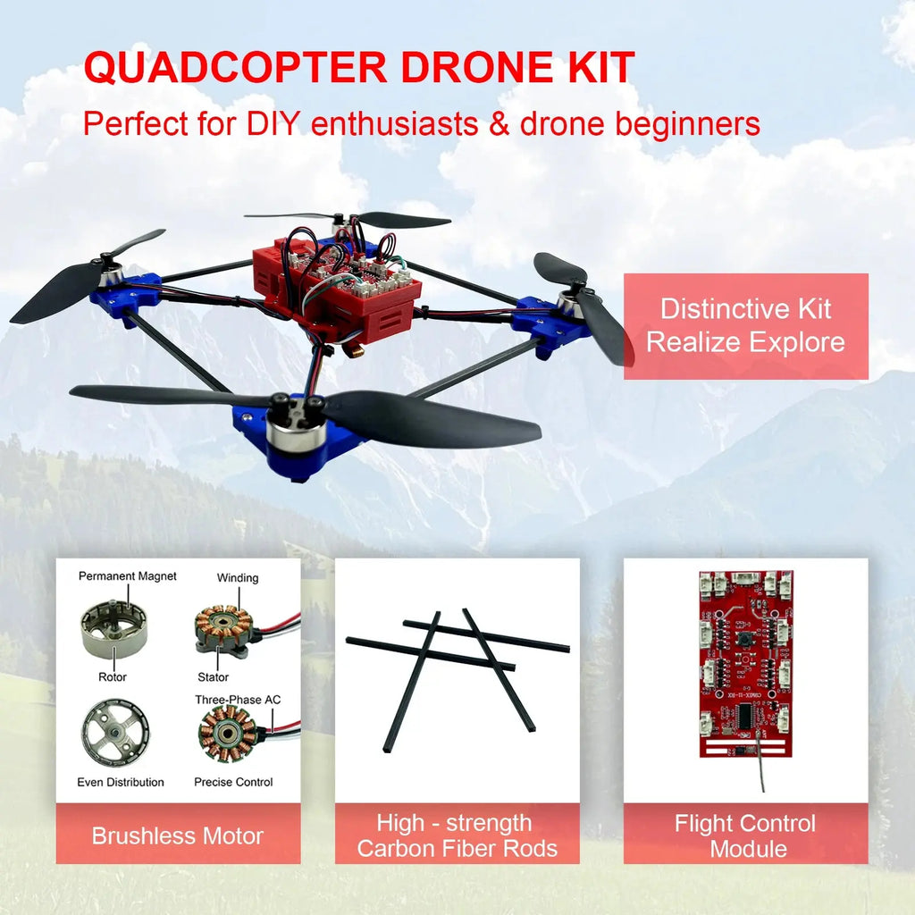 DIY Drone Quadcopter Kit – Brushless Motor & Optical Flow Hover | STEM RC Project for Beginners & Hobbyists - Model to assemble