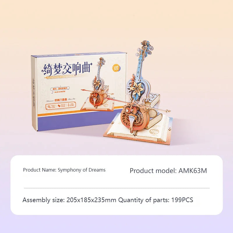 Stringed Harp Music Box - Model to assemble