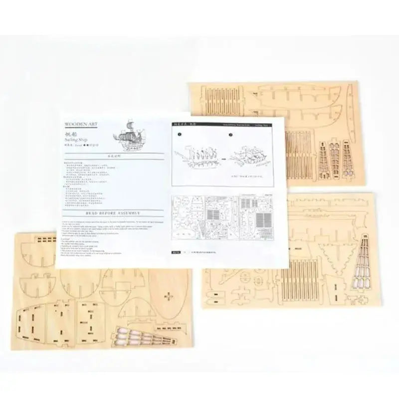 Sailboat Wooden 3D Puzzle Assembly - Model to assemble