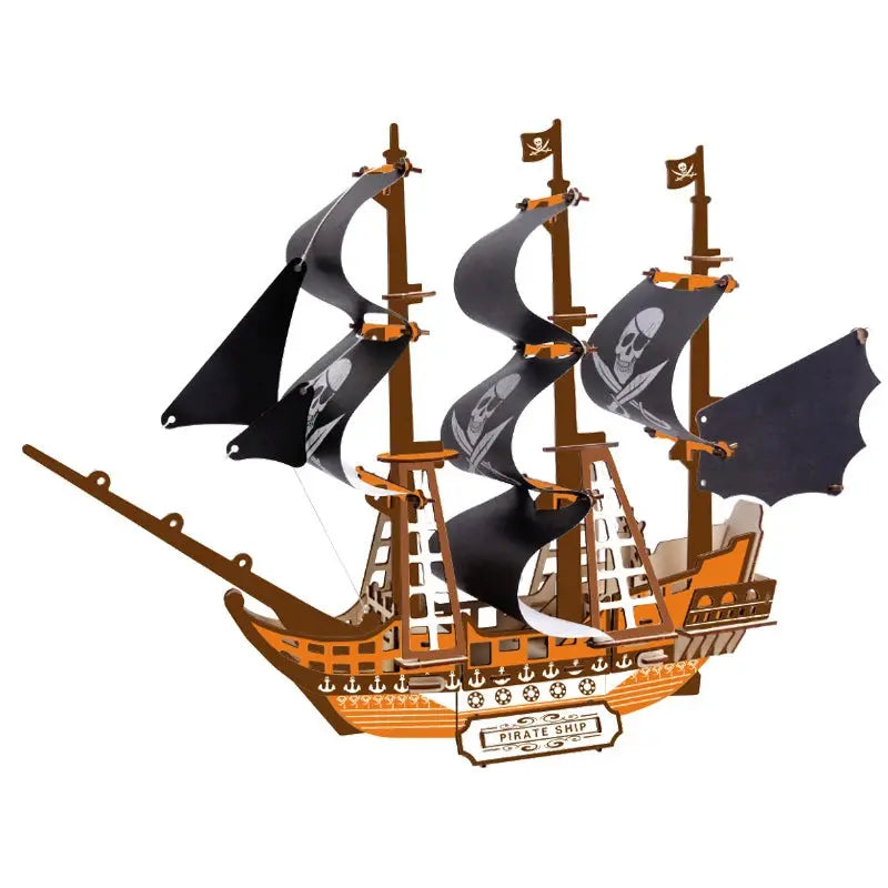 Asian Sailing Boat Ship Model Wood Jigsaw DIY Assembly Kits - Model to assemble