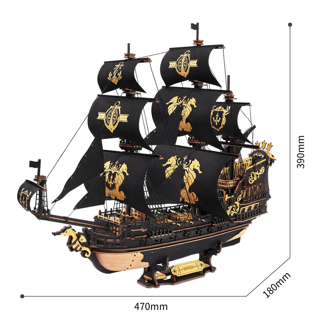 Wooden Three-Rigged Ship Model Kit - Model to assemble