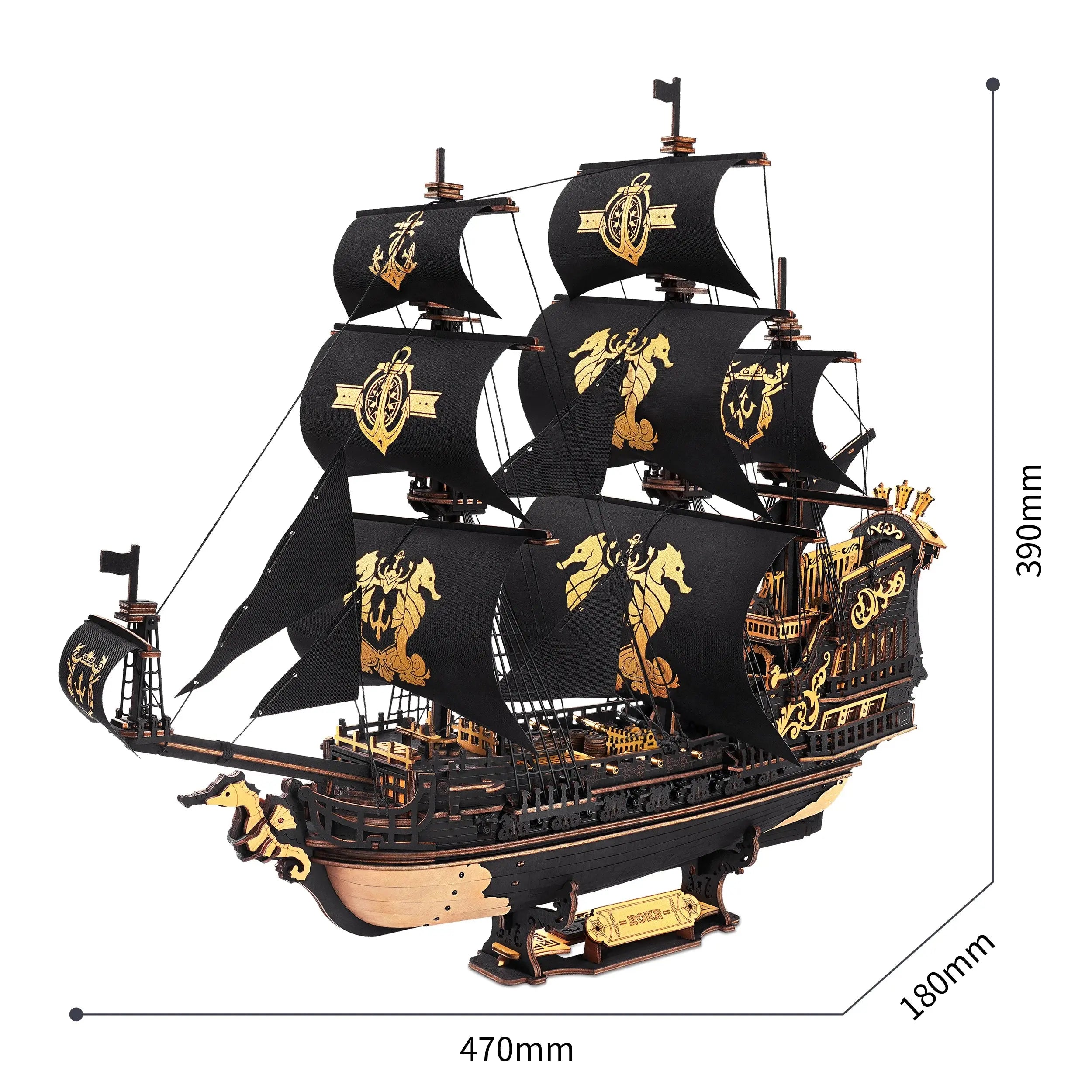Wooden Three-Rigged Ship Model Kit - Model to assemble