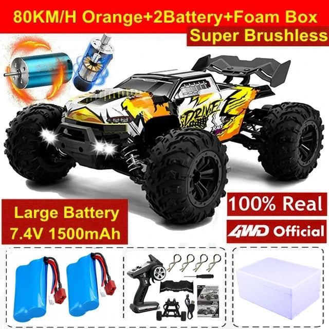 4WD Remote Control Car Off Road 4x4 RC High Speed Buggy Truck Super Brushless 50 or 80KM/H Fast Drift Racing Toy Kids Adults Model to assemble
