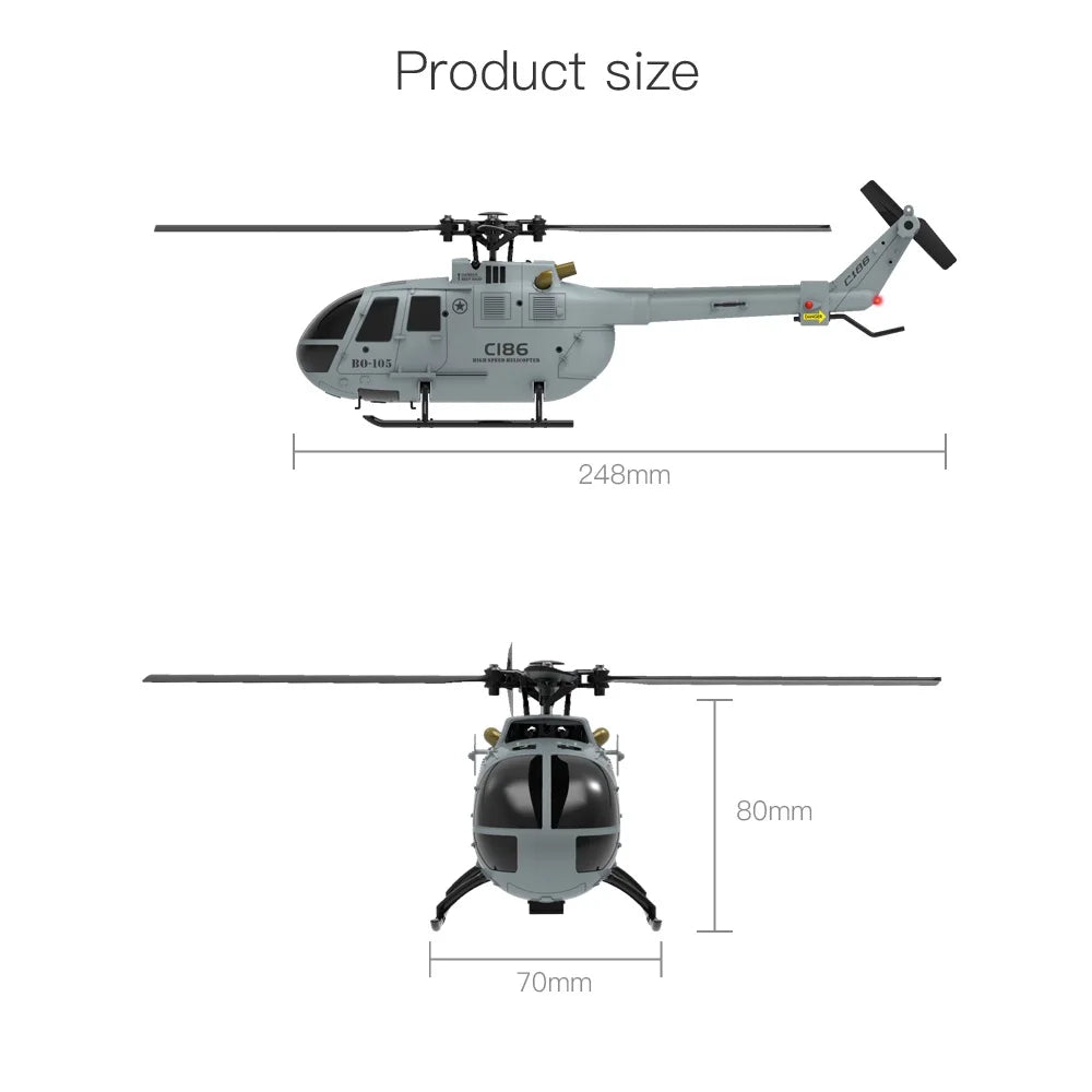 C186 PRO RC Helicopter 4CH BO105 Remote Control Airplane 6 Axis Electronic Gyroscope Aircraft Plane Toys for Children Model to assemble