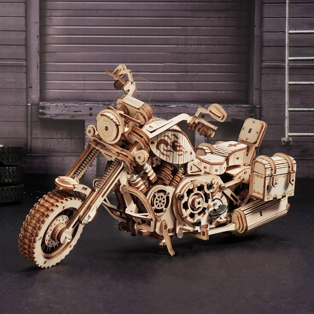Robotime Rokr 420 PCS Cruiser Motorcycle DIY Wooden Model Building Block Kits Assembly Toy Gift for Children Adult Puzzle LK504 Model to assemble