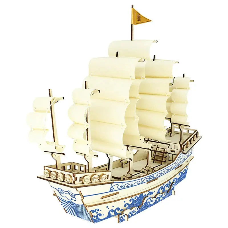 Asian Sailing Boat Ship Model Wood Jigsaw DIY Assembly Kits - Model to assemble