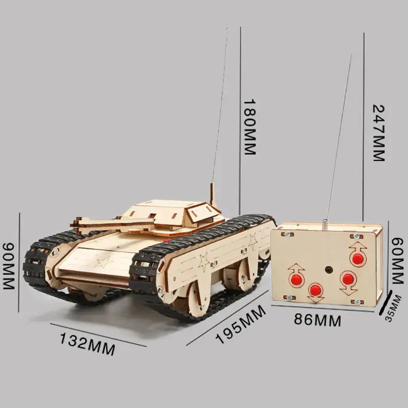 Tank Wooden Model Kits DIY Remote Control Toys - Model to assemble