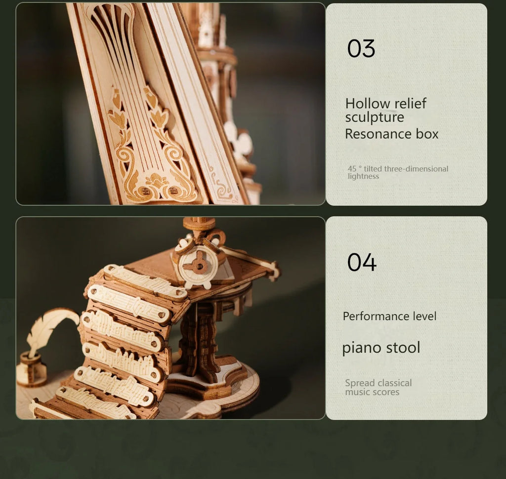 Stringed Harp Music Box - Model to assemble